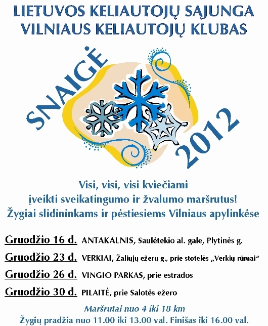 Kvietimas į „Snaigės“ žygius 2012 m.