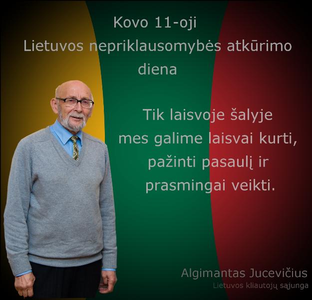 Sveikinimas Lietuvos nepriklausomybės atkūrimo dienos proga